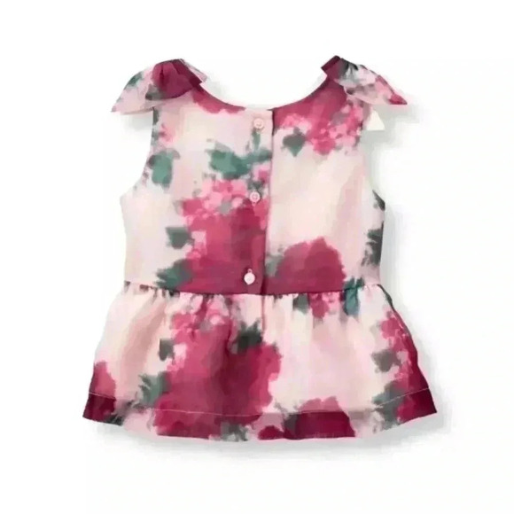 Janie & Jack Floral Organza Top - Size 6 Christmas Sleeveless Dressy Little Girl - Picture 2 of 6